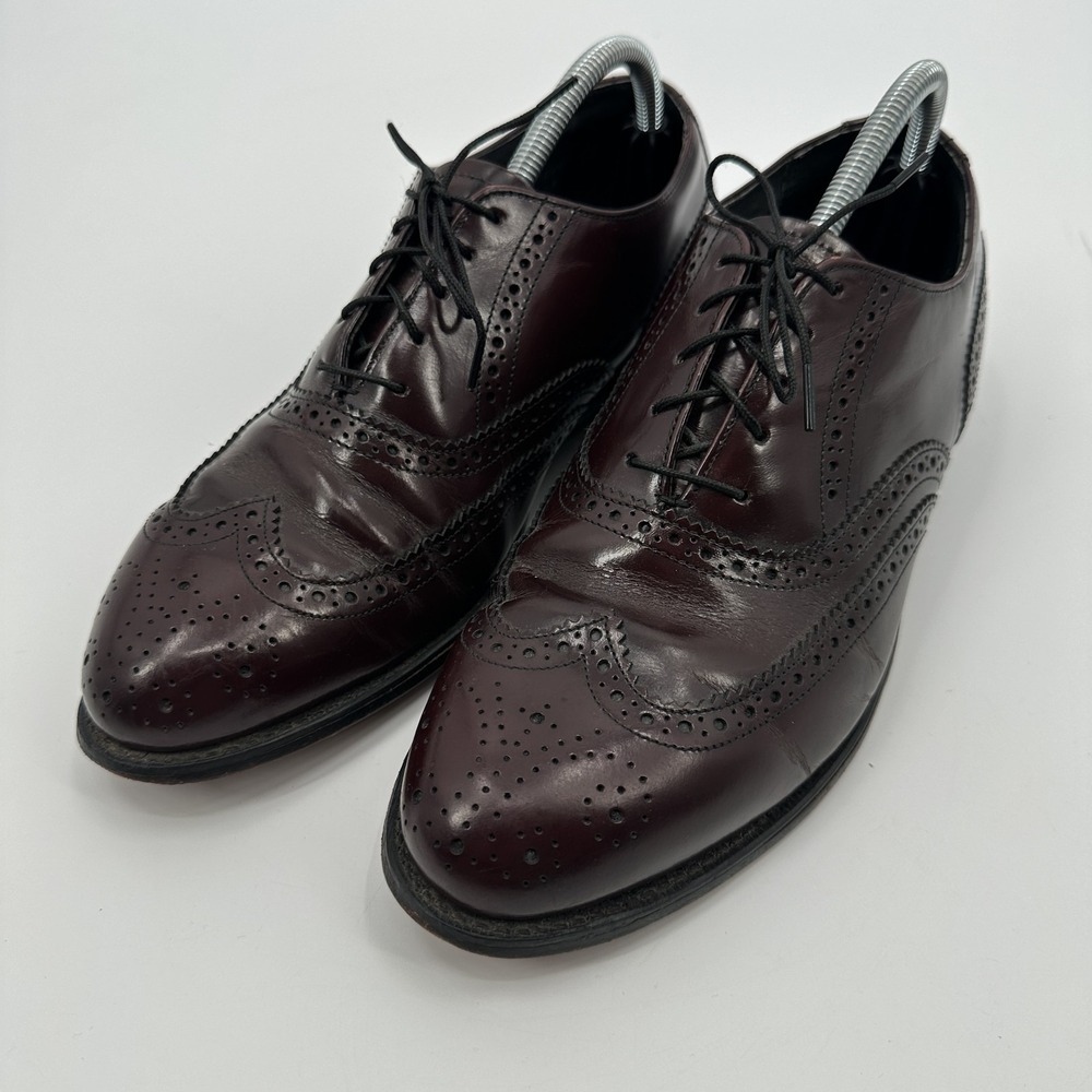 Hanover Wingtip Oxford Shoes Mens Size 10 Burgundy Leather Brogue‎ Dress Formal